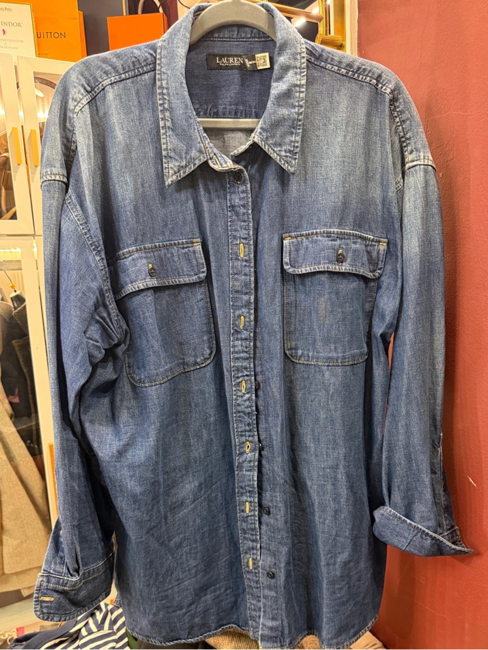 Lauren Ralph Lauren Blue Denim Button-Down Shirt XXL